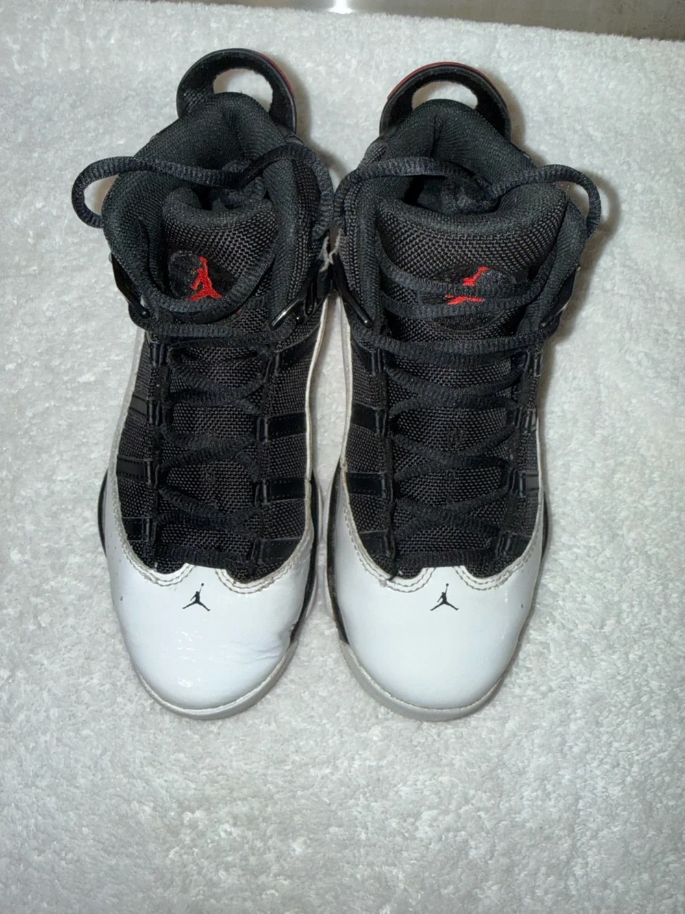 Nike Air 6 Rings Black/White/Red High-Top University Sneakers Size 2Y